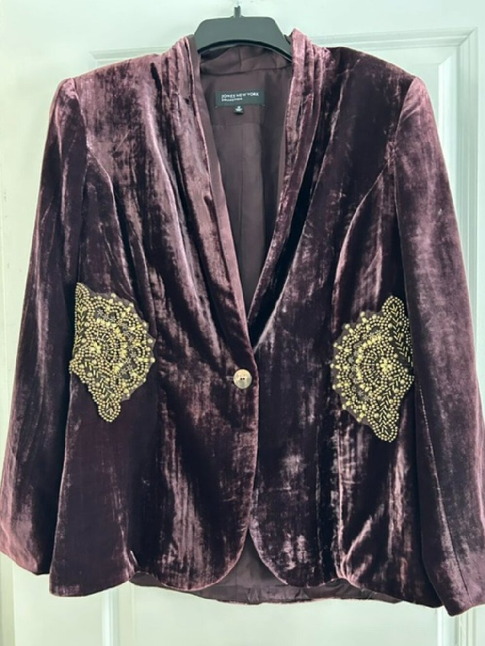 NWT Jones NY Velvet Women's Blazer with Beads, Size 12